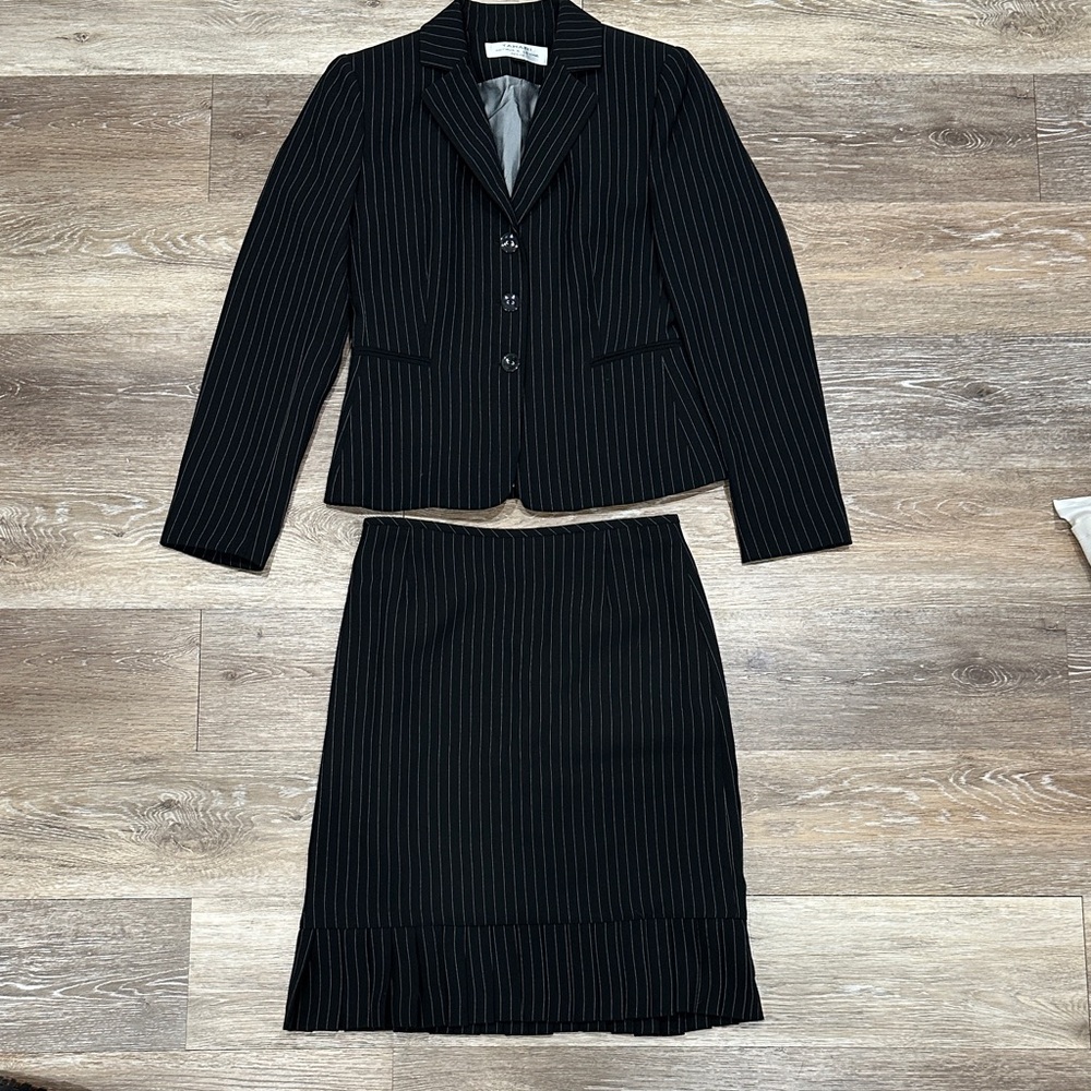 Tahari Black and White Pinstripe Suit